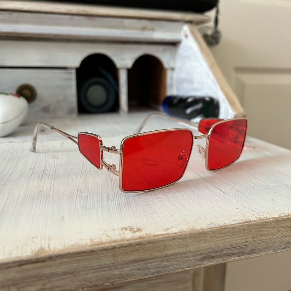Red Rectangular sunglasses